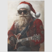 Decoupage Rock & Roll Weihnachtsmann E-Gitarre Seidenpapier (Vorderseite)