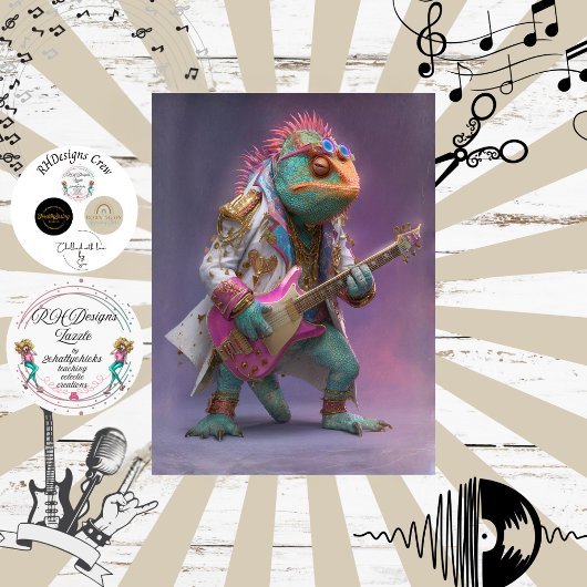 Decoupage Rockstar Chameleon Fur Feather Funk Band Seidenpapier