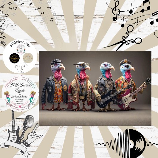 Decoupage Rockstar Truthahn Quartett Band Seidenpapier