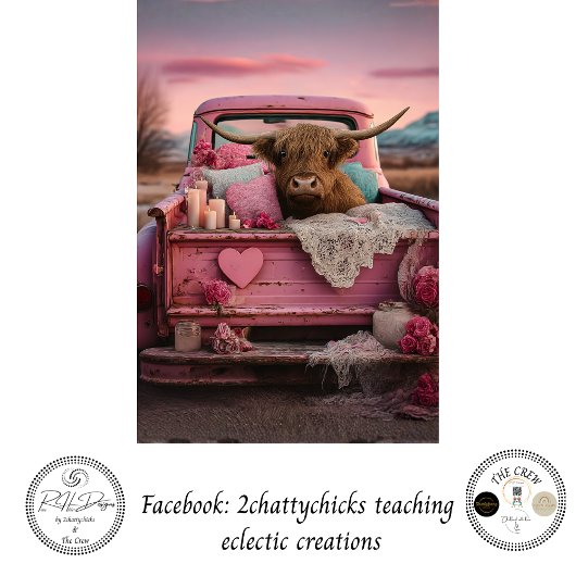 Decoupage Romantic Farmhouse Highland Truck  Seidenpapier