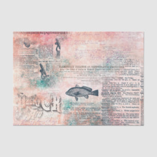 Decoupage Rosa Vintage Antike Zeitung Seidenpapier