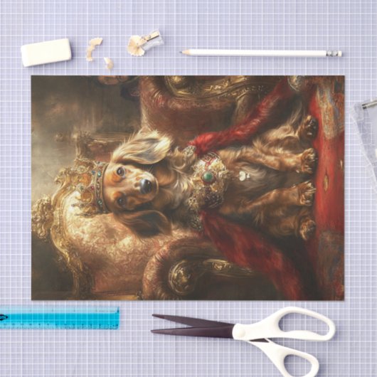 Decoupage Royal Crown Dackel Gold Throne Seidenpapier (Handwerk)