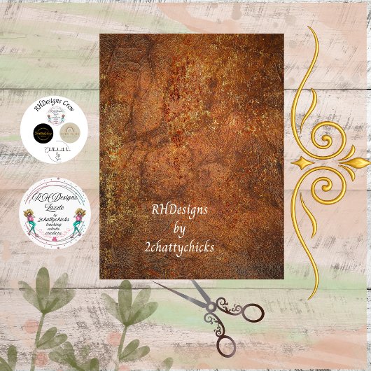 Decoupage Rust Toned Textured Faux Background Seidenpapier