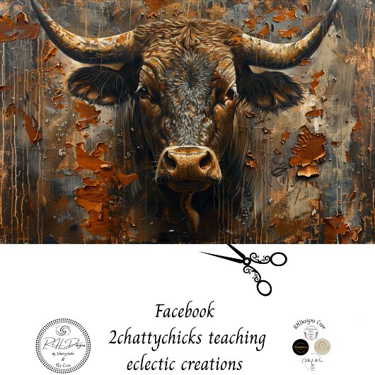 Decoupage Rusted Patina Bull Seidenpapier