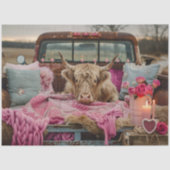 Decoupage Rusti Pink Truck Highland Valentine Seidenpapier (Vorderseite)