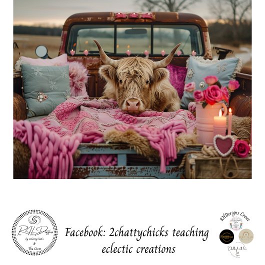 Decoupage Rusti Pink Truck Highland Valentine Seidenpapier