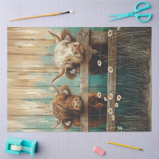 Decoupage Rustic Charm Farmyard Kühe Aquamarin Seidenpapier (Basteln)