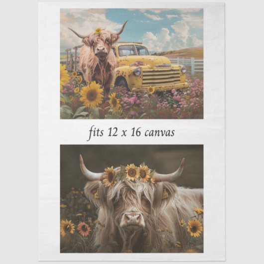 Decoupage Rustic Charm Highland & Vintage Truck Seidenpapier (Vorderseite)