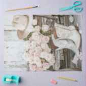 Decoupage Rustic Cowboy Boot Western Hat Pink Seidenpapier (Basteln)