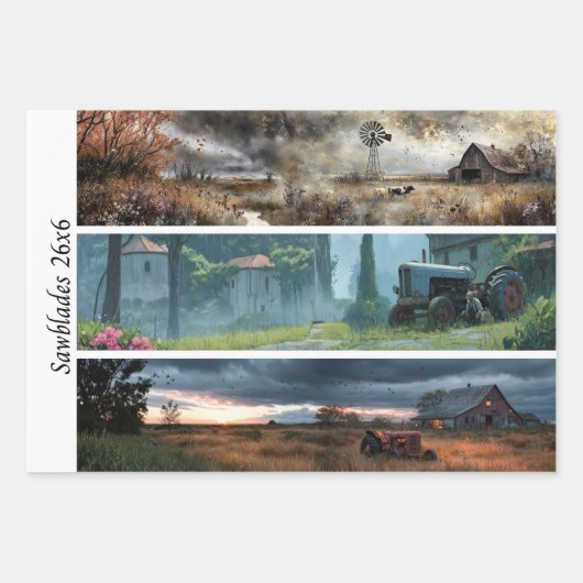 Decoupage Rustic Farm Style 26x6 for Handsaws Geschenkpapier Set (Vorderseite)
