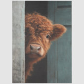 Decoupage Rustic Highland Calf Peek a Boo Art  Seidenpapier (Vorderseite)