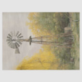Decoupage Rustic Landschaft Windmill Gelb Seidenpapier (Vorderseite)