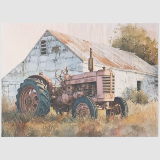 Decoupage Rustic Tractor & Barn  Seidenpapier (Vorderseite)