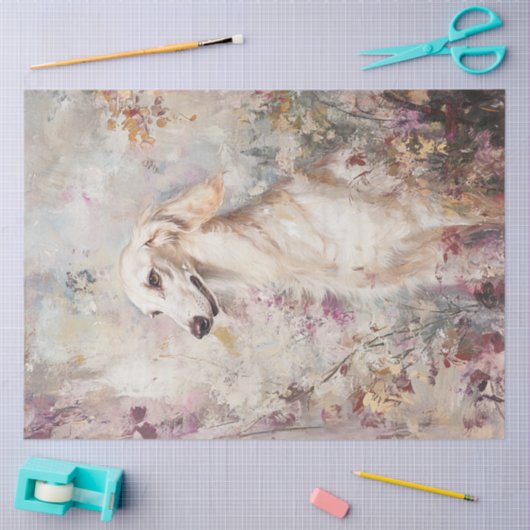 Decoupage Saluki Dog Filed Blume Seidenpapier (Basteln)