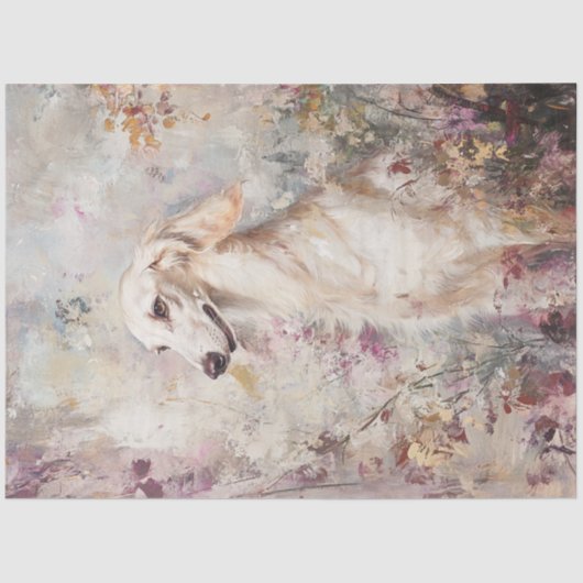 Decoupage Saluki Dog Filed Blume Seidenpapier (Vorderseite)