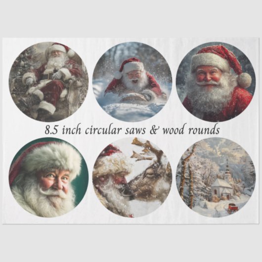 Decoupage Santa Circular Saw Designs 8.5" Seidenpapier (Vorderseite)