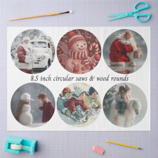 Decoupage Santa Circular Saw Designs 8.5" Seidenpapier (Basteln)
