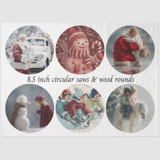 Decoupage Santa Circular Saw Designs 8.5"  Seidenpapier (Vorderseite)