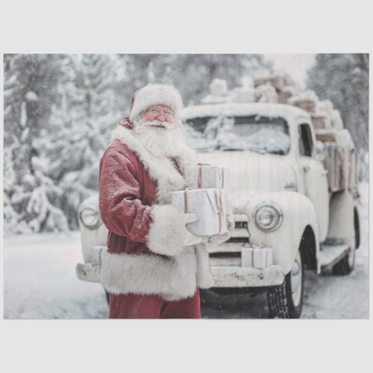 Decoupage Santa Clause Winter Wonderland Landscape Seidenpapier (Vorderseite)