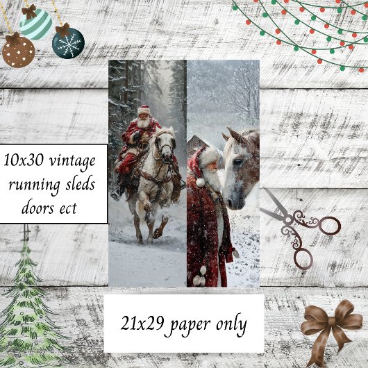 Decoupage Santa Horse 10x20 Projects  Seidenpapier