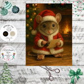 Decoupage Santa Mouse Writing a Letter Seidenpapier