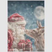 Decoupage Santa Reindeer Nose to Nose Moon Seidenpapier (Vorderseite)