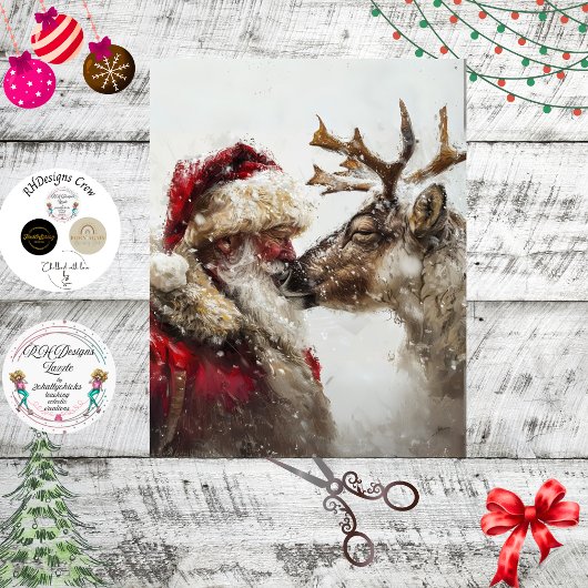 Decoupage Santa & Rudolph Christmas Bond Seidenpapier
