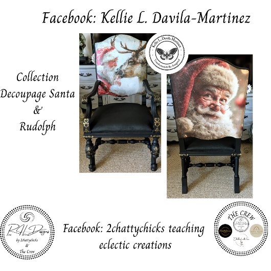 Decoupage Santa Rudolph Landscape North Pole  Seidenpapier