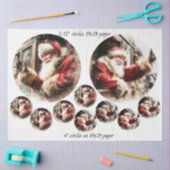 Decoupage Santa Waving From Train 12 & 4" Circles  Seidenpapier (Basteln)