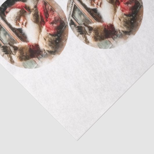 Decoupage Santa Waving From Train 12 & 4" Circles Seidenpapier (Ausschnitt)