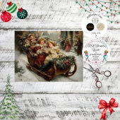 Decoupage Santa Winter Schlittenfahrt Szene Seidenpapier