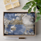 Decoupage Save the Date Blue Floral Boarder Seidenpapier (Geschenk)