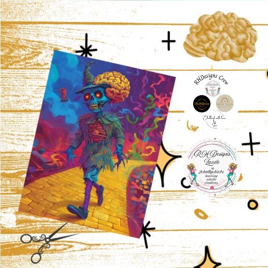 Decoupage Scarecrow Yellow Brick Road Creepy Seidenpapier