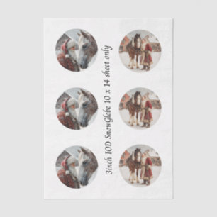 Decoupage-Schneekugel Santa & Pferd  Seidenpapier