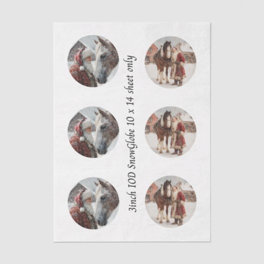 Decoupage-Schneekugel Santa & Pferd  Seidenpapier (Vorderseite)