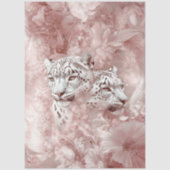 Decoupage Schneeleopard Rosa Botanischer Garten Seidenpapier (Vorderseite)