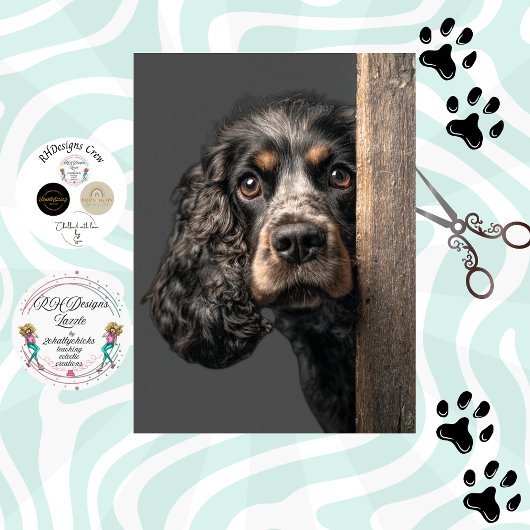 Decoupage Schwarz Brauner Cocker Spaniel Sadie Seidenpapier