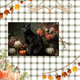 Découpage schwarze Katze Herbstsaison herbstliche Seidenpapier