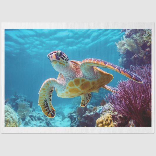 Decoupage Sea Turtle Digitale Kunst für Möbel Seidenpapier (Vorderseite)