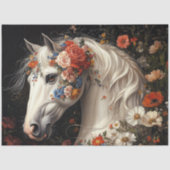 Decoupage Serene White Horse Tapestry Blooms  Seidenpapier (Vorderseite)