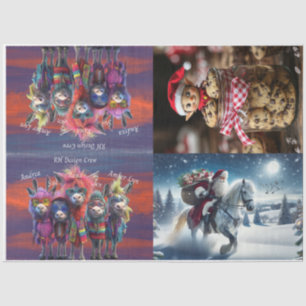 Decoupage Set 4 Elf Cookie Jar Santa Horse Seidenpapier