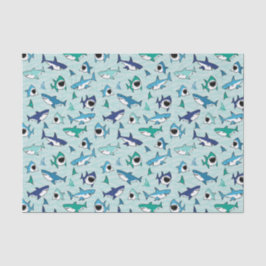 Decoupage Sharks Blue Ocean Sea Seidenpapier