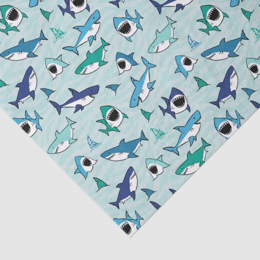 Decoupage Sharks Blue Ocean Sea Seidenpapier (Ausschnitt)