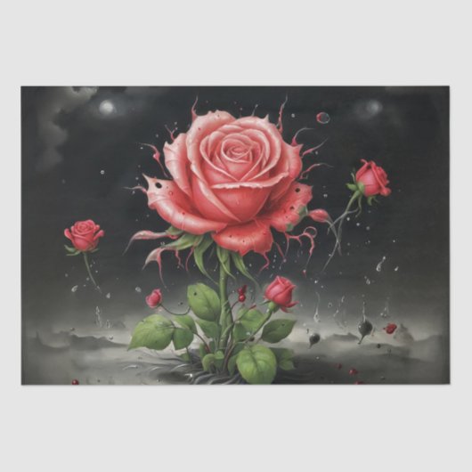 Decoupage - Single blass rote Rose - Seidenpapier (Vorderseite)