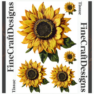 Decoupage Single Sonnenblumen Imitate Stickerei R  Seidenpapier
