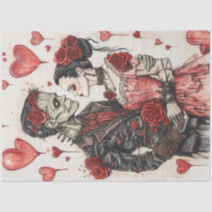 Decoupage Skeleton Couple feiert Valentine Seidenpapier