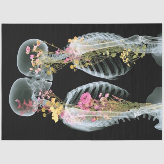 Decoupage Skeleton Couple Intertwind Floral Seidenpapier (Vorderseite)