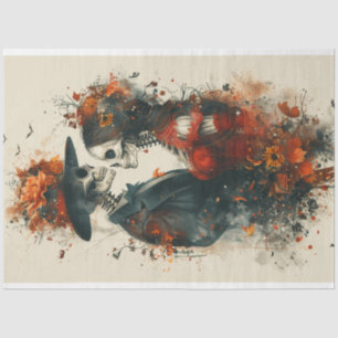 Decoupage Skeleton Couple Victor & Eliza in Red Seidenpapier