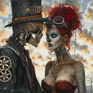 Decoupage Skeleton Couple Viktorianisch Steampunk Seidenpapier