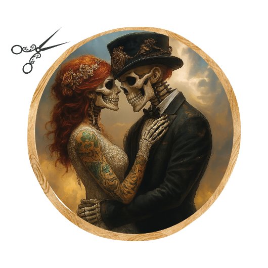 Decoupage Skeleton Couple Wedding 21-inch round Seidenpapier